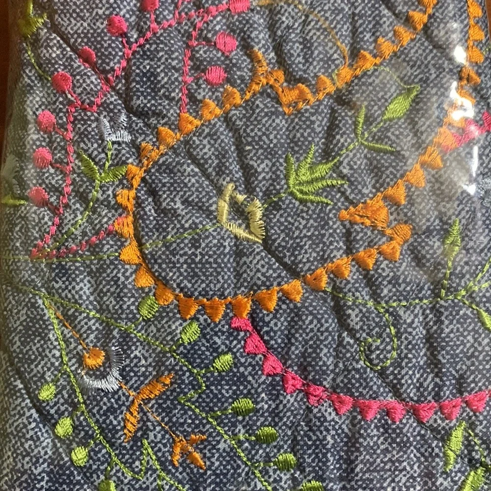 1977 Dry Goods- Embroidered Denim Sham-Standard Size